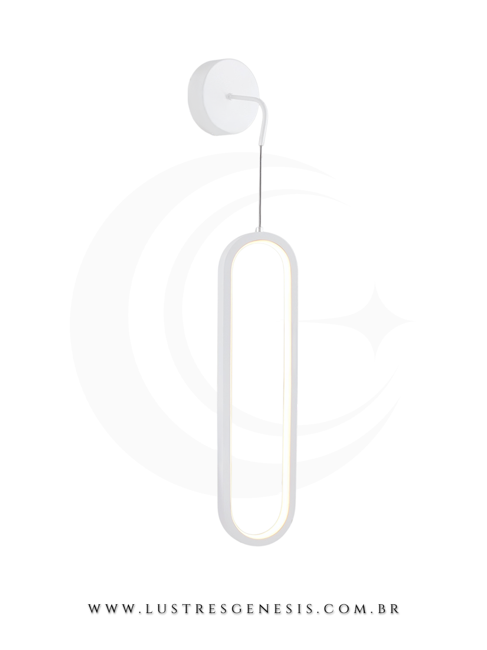 Arandela Led Silicone Metal Branco DCB03167 18W 3000K Bivolt 40cm, Espelho do Banheiro, Lavabo, Cabeceira, Living, Sala de Estar